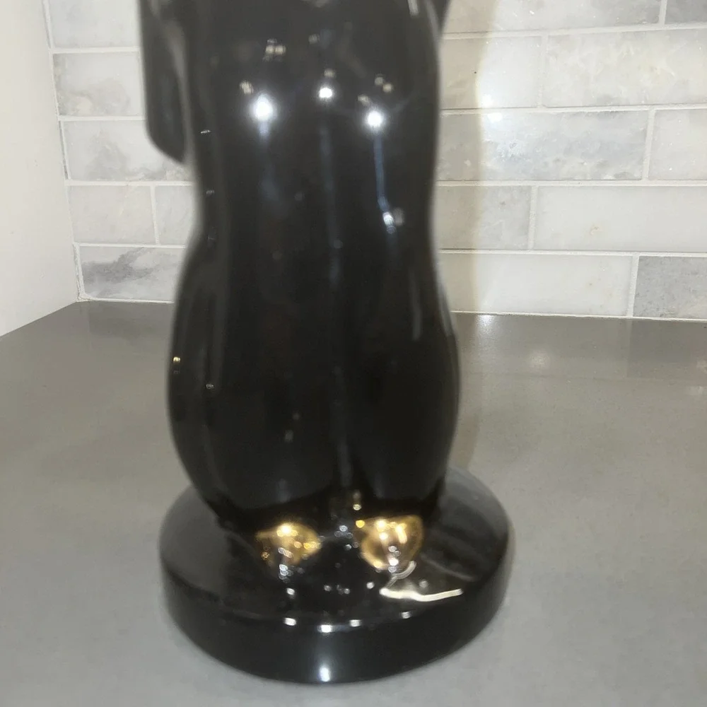 Vintage Eastern Style Man Woman Figurine Black Gold Accent Lot 3739